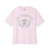 Pink t-shirt with 'Olympus' logo on a white background