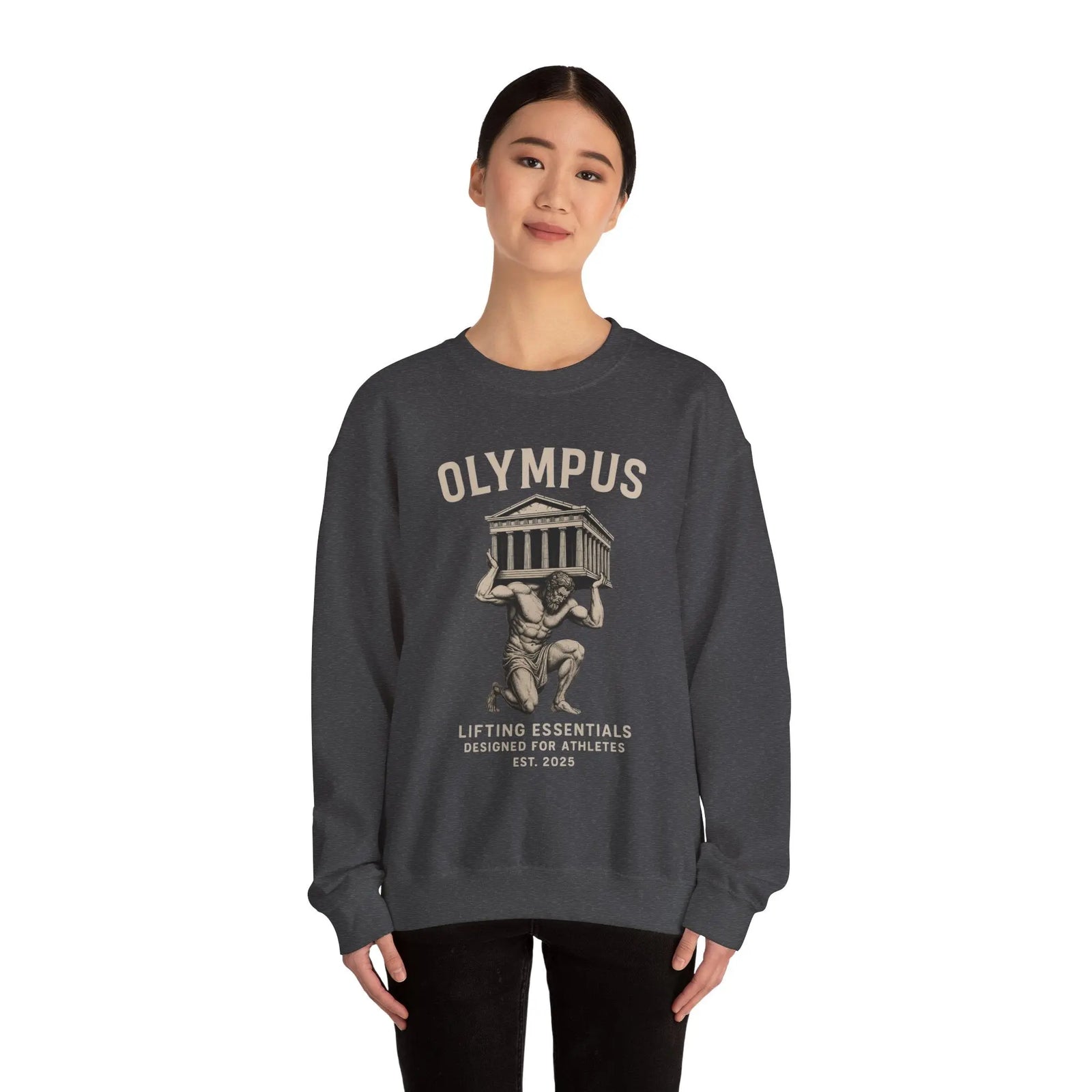 Olympus Atlas Heritage Sweatshirt — Vintage Myth Strength - unisex hoodie, Unisex Crewneck Sweatshirt, Baseball Caps, Unisex Oversized Tee, Gym Towel, Oversized T-Shirt, Weightlifting Grip Pads, Weighted Vest, Lumbar Belt -  Olympus