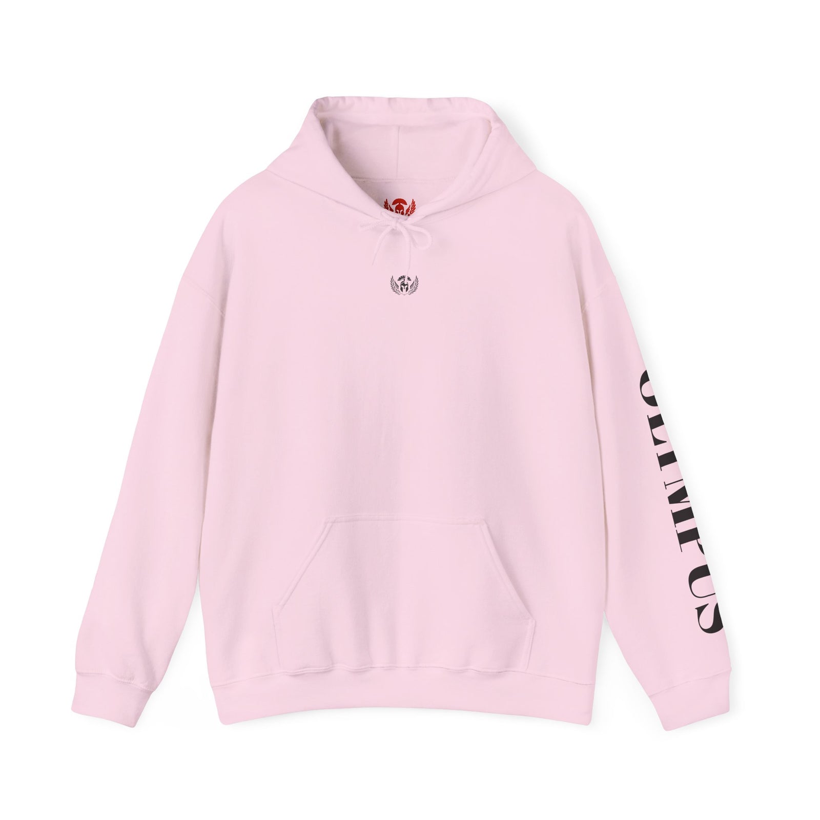 Pink hoodie with brand logo on a white background