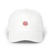 White cap with red 'Olympus' logo on a white background