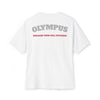 White t-shirt with 'OLYMPUS' and 'UNLEASH YOUR FULL POTENTIAL' text on a white background