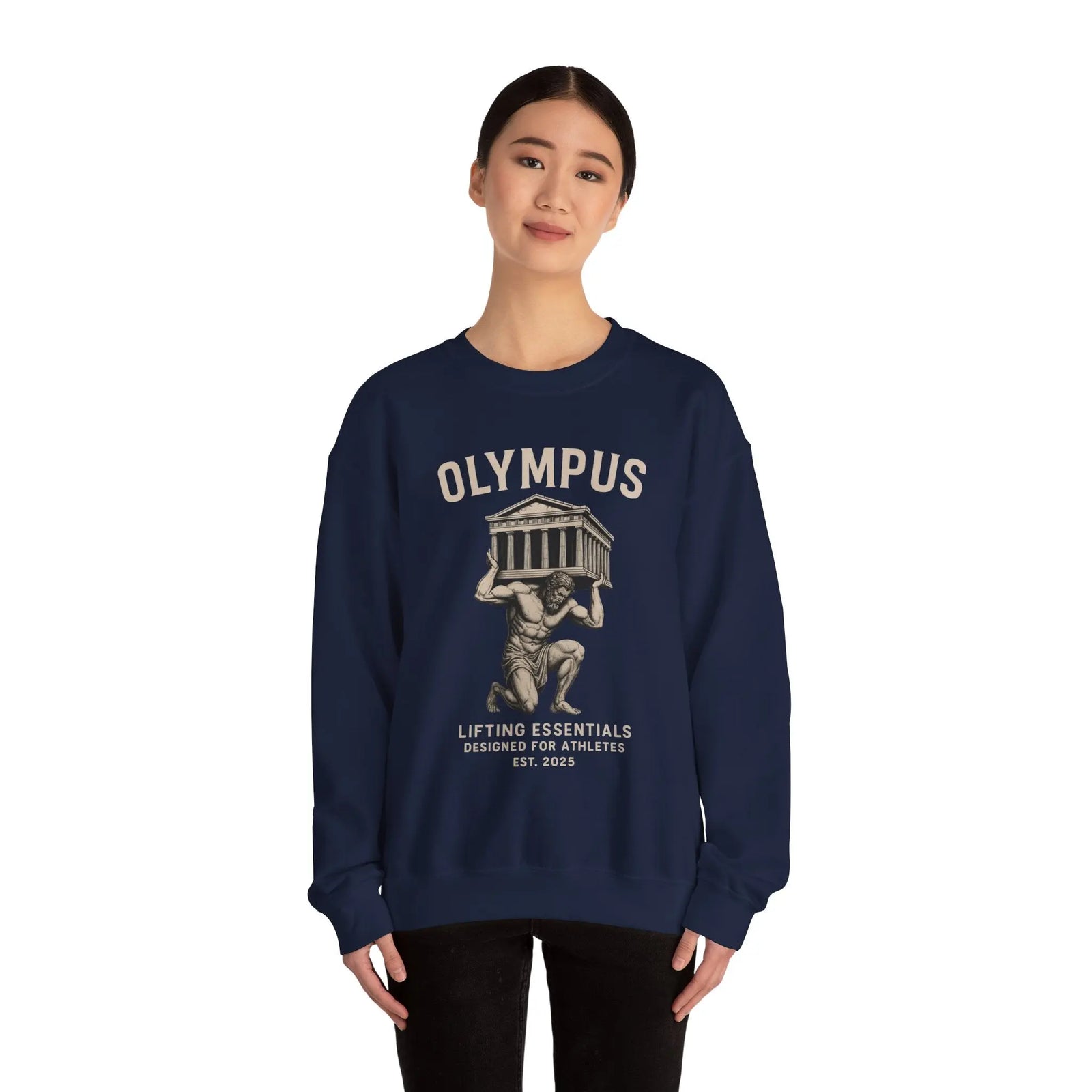 Olympus Atlas Heritage Sweatshirt — Vintage Myth Strength - unisex hoodie, Unisex Crewneck Sweatshirt, Baseball Caps, Unisex Oversized Tee, Gym Towel, Oversized T-Shirt, Weightlifting Grip Pads, Weighted Vest, Lumbar Belt -  Olympus