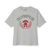 Gray t-shirt with 'Olympus' logo featuring a Spartan helmet and laurel wreath on a white background.