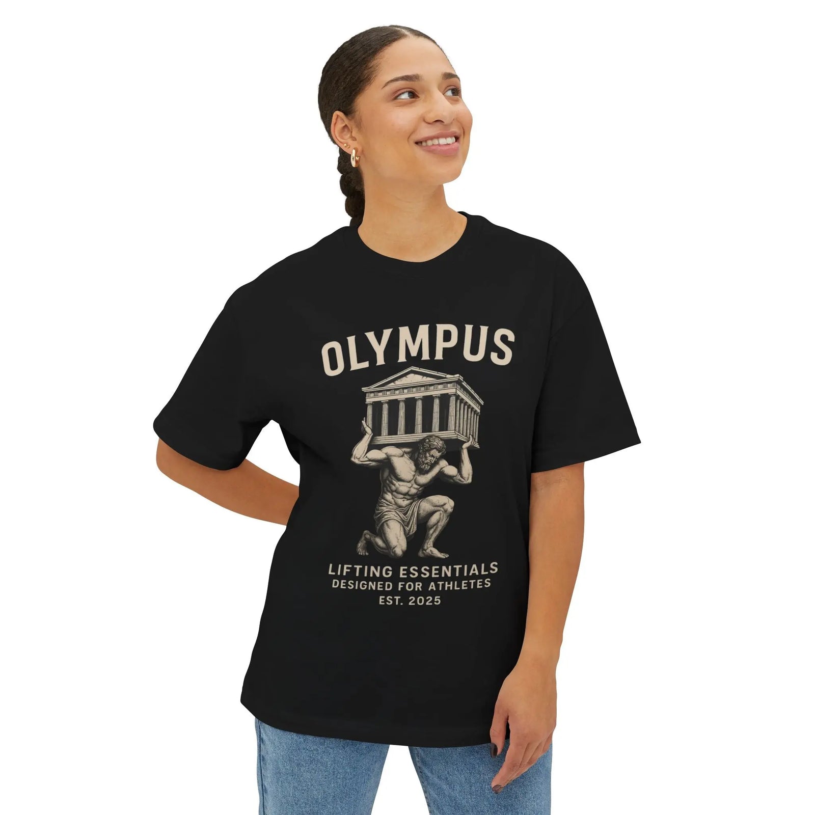 Olympus Atlas Vintage Tee — Greek Myth Legend Style - unisex hoodie, Unisex Crewneck Sweatshirt, Baseball Caps, Unisex Oversized Tee, Gym Towel, Oversized T-Shirt, Weightlifting Grip Pads, Weighted Vest, Lumbar Belt -  Olympus