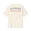 Beige t-shirt with 'OLYMPUS' and 'UNLEASH YOUR FULL POTENTIAL' text on a white background
