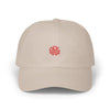 Beige cap with red 'Olympos' logo on a white background