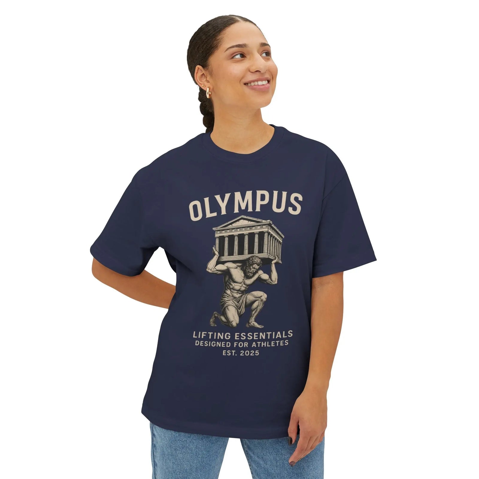 Olympus Atlas Vintage Tee — Greek Myth Legend Style - unisex hoodie, Unisex Crewneck Sweatshirt, Baseball Caps, Unisex Oversized Tee, Gym Towel, Oversized T-Shirt, Weightlifting Grip Pads, Weighted Vest, Lumbar Belt -  Olympus