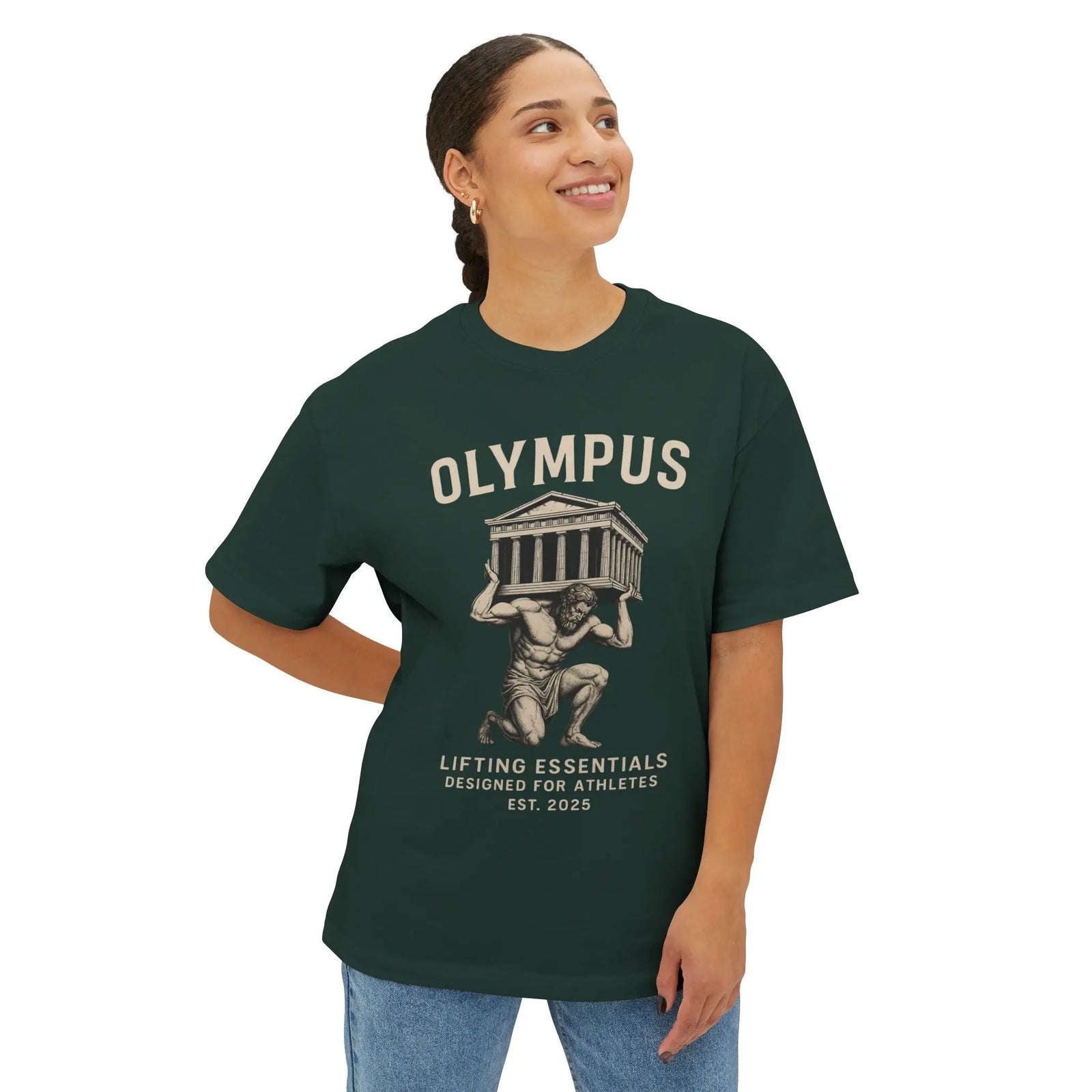 Olympus Atlas Vintage Tee — Greek Myth Legend Style - unisex hoodie, Unisex Crewneck Sweatshirt, Baseball Caps, Unisex Oversized Tee, Gym Towel, Oversized T-Shirt, Weightlifting Grip Pads, Weighted Vest, Lumbar Belt -  Olympus