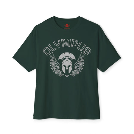 Green t-shirt with 'Olympus' logo on a white background