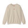 Beige sweatshirt with a logo on a white background