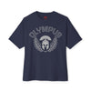 Navy blue t-shirt with 'Olympus' logo on a white background