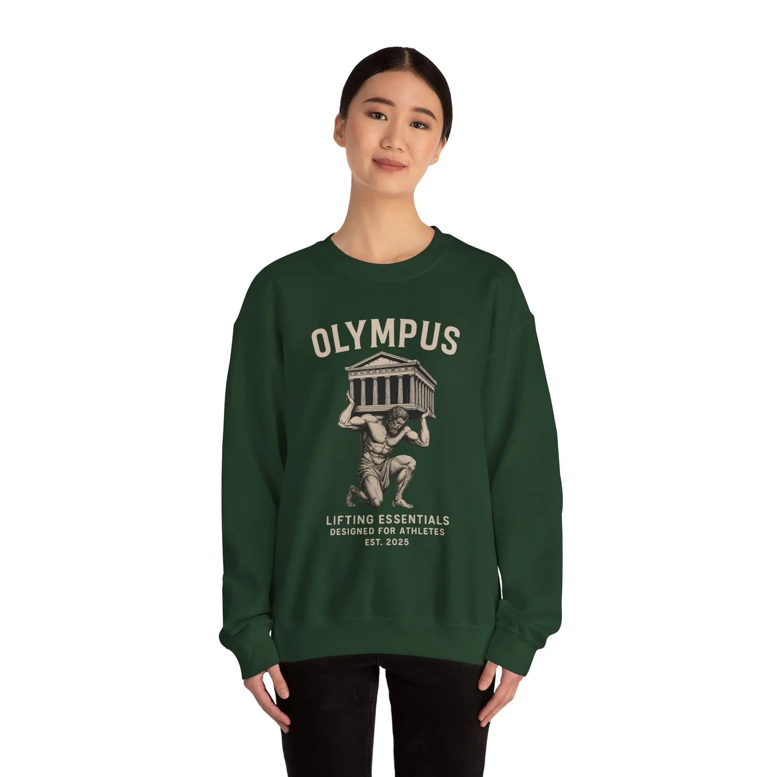 Olympus Atlas Heritage Sweatshirt — Vintage Myth Strength - unisex hoodie, Unisex Crewneck Sweatshirt, Baseball Caps, Unisex Oversized Tee, Gym Towel, Oversized T-Shirt, Weightlifting Grip Pads, Weighted Vest, Lumbar Belt -  Olympus
