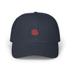 Navy blue cap with red 'Olympos' logo on a white background