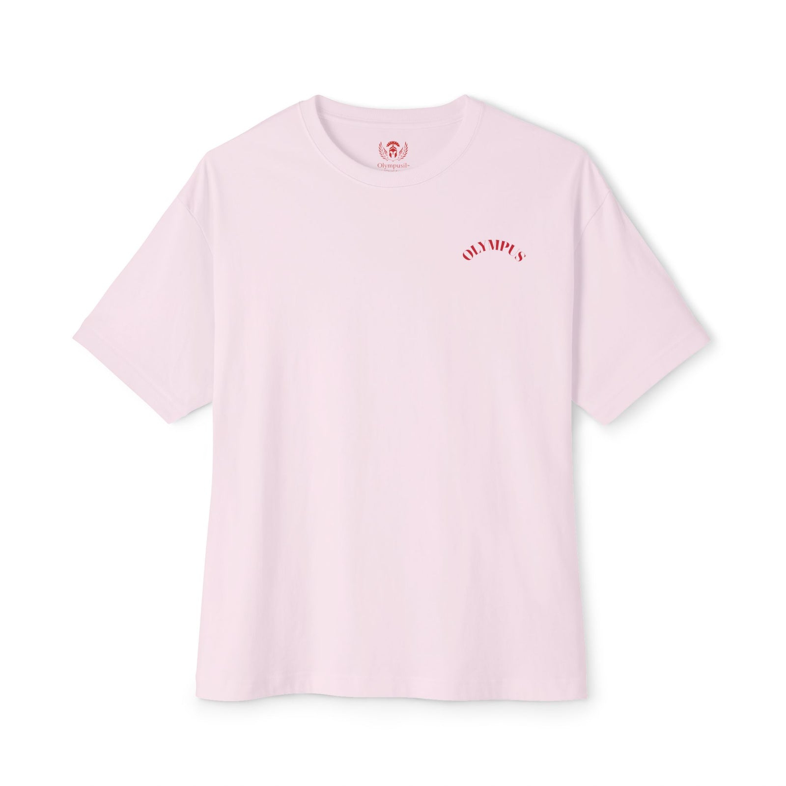 Pink t-shirt with a logo on a white background
