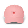 Pink cap with 'OLYMPUS' logo on a white background