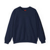 Navy blue sweatshirt with a brand logo on a white background