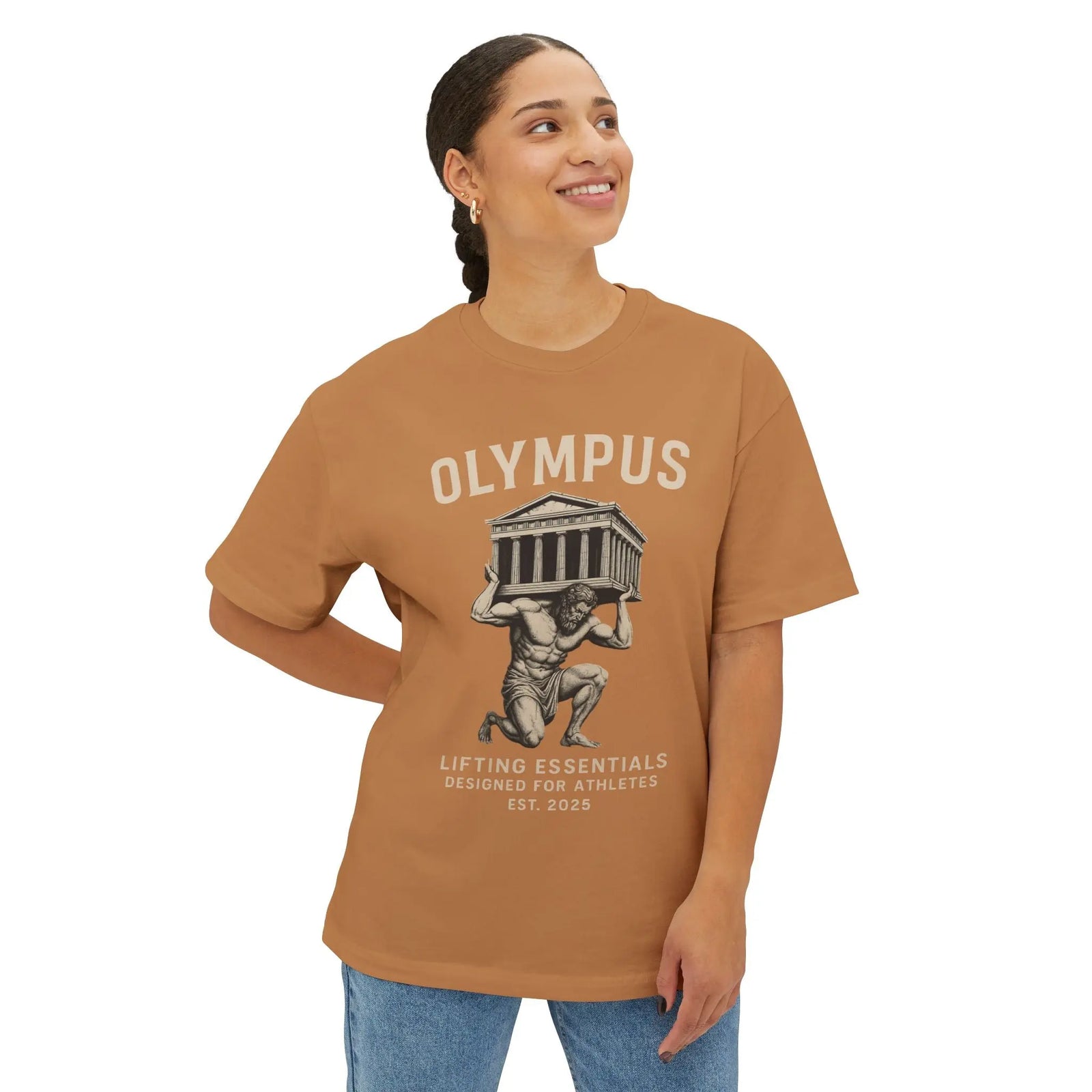 Olympus Atlas Vintage Tee — Greek Myth Legend Style - unisex hoodie, Unisex Crewneck Sweatshirt, Baseball Caps, Unisex Oversized Tee, Gym Towel, Oversized T-Shirt, Weightlifting Grip Pads, Weighted Vest, Lumbar Belt -  Olympus