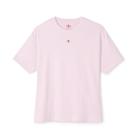 Light pink t-shirt with a small logo on a white background