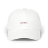 White cap with 'OLYMPUS' logo on a white background